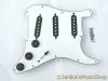 STRATOCASTER ELECTRIC GUITAR PICKGUARD FULLY LOADED BLACK WITH WHITE PARTS